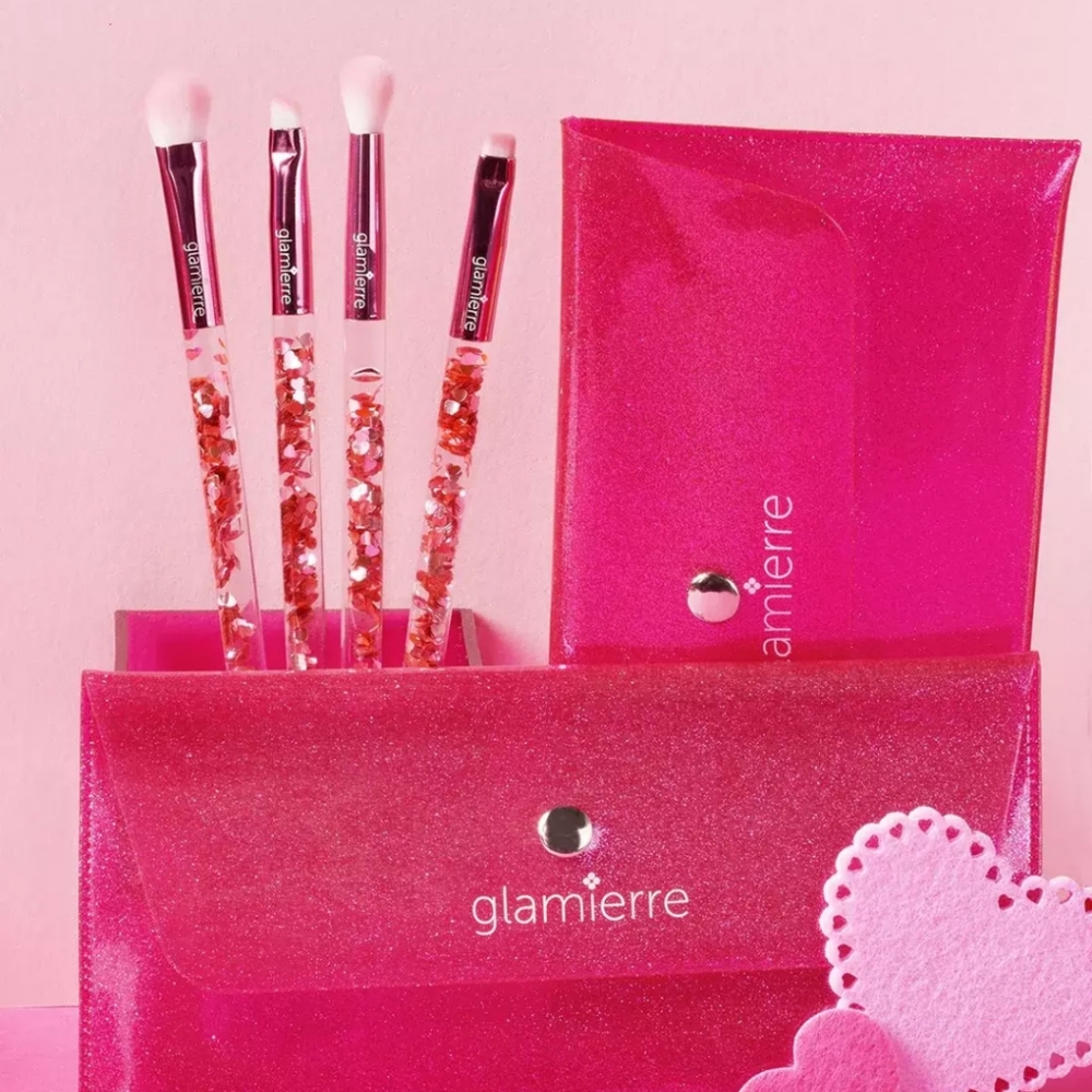 NEW Glamierre Floating Glitter 4 Pc Eye Brush Collection, Pink Luxe